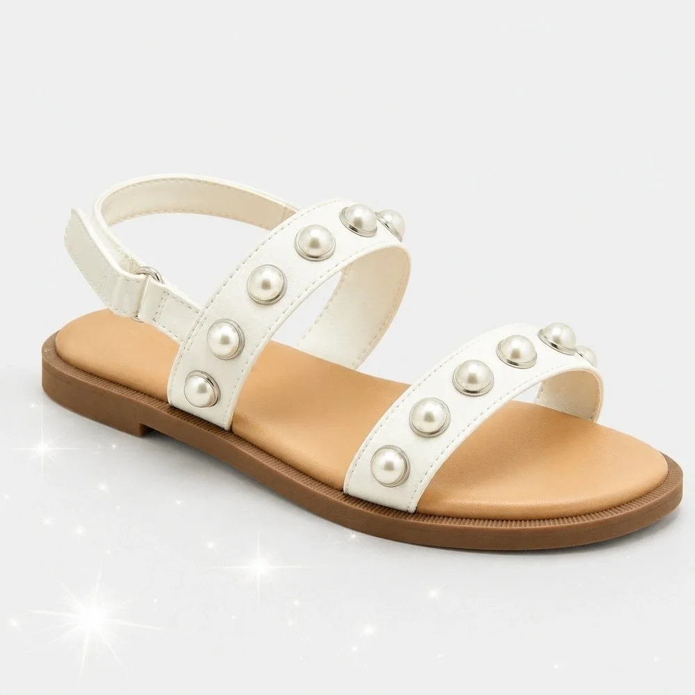 Big‎ Girls Sandals by Cat & Jack Eve Pearl White Size 4 New With Tags